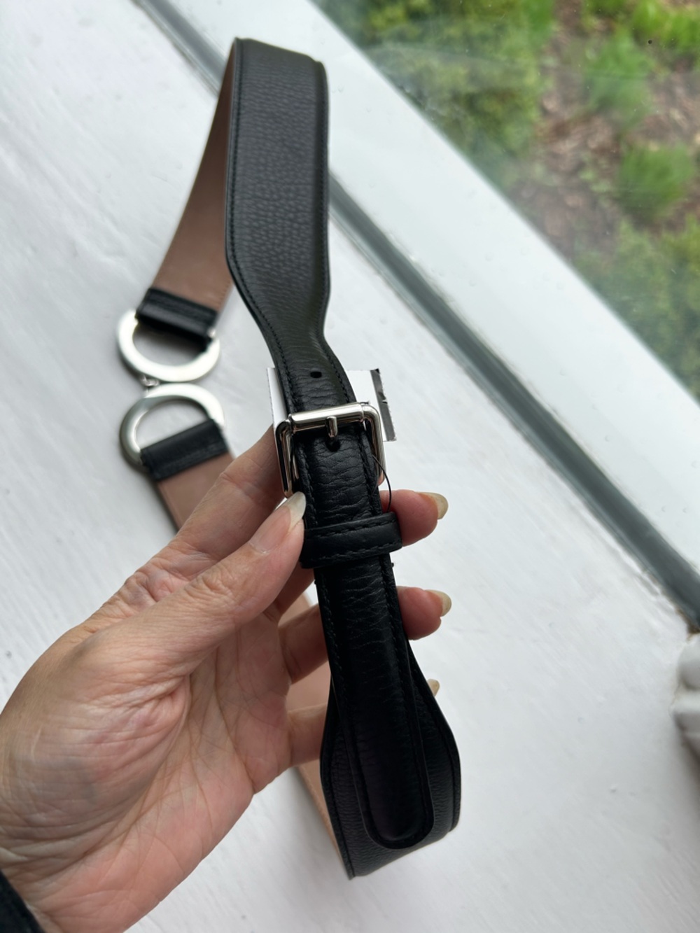 NWT Authentic Gucci Twin G Buckles &  Pebbled Leather Pin Buckle Belt Black 90 - Picture 4 of 6